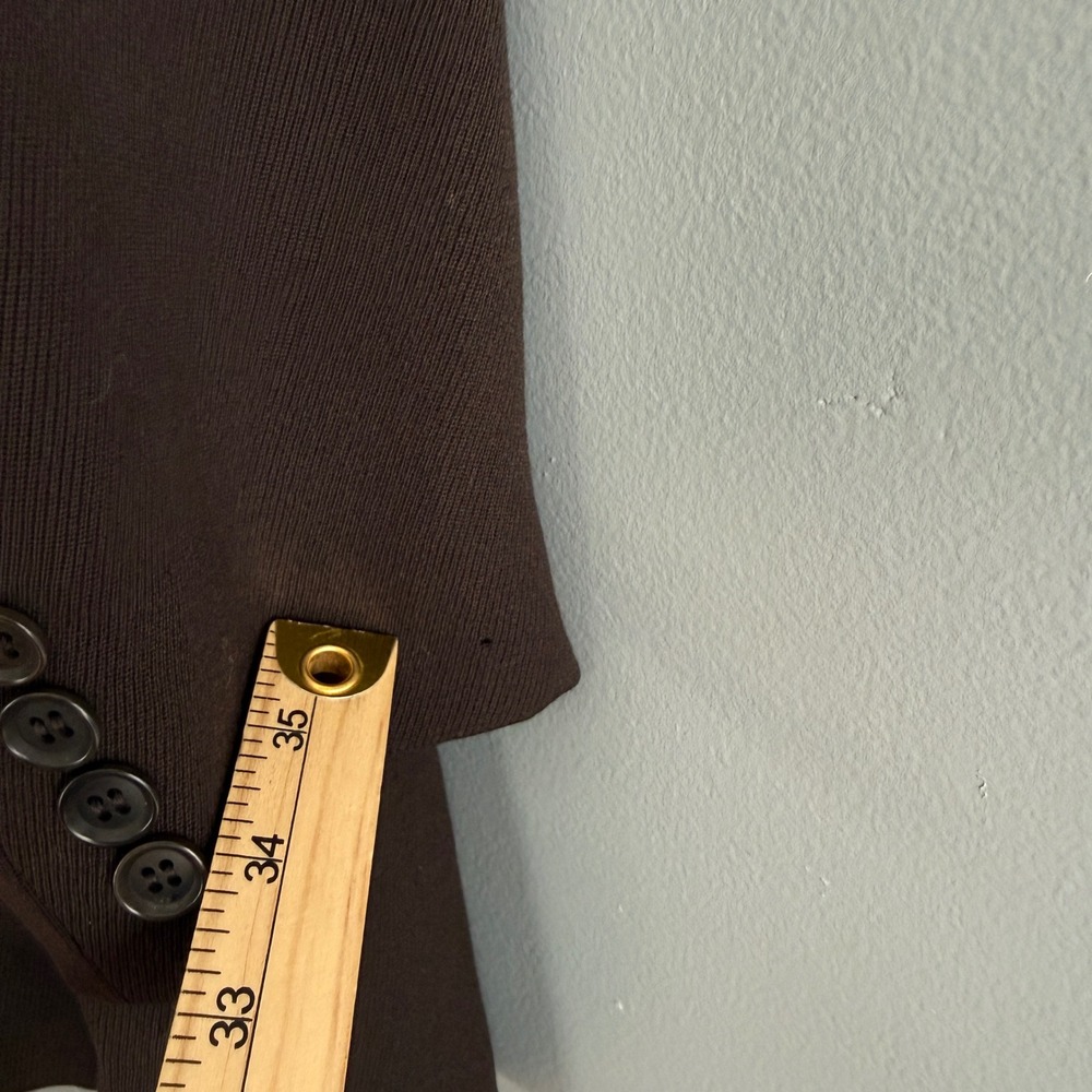 AKA Eddie Bauer Womens 12 Chocolate Brown 100% Wool 3-Button Longline Blazer 90s - Picture 8 of 14